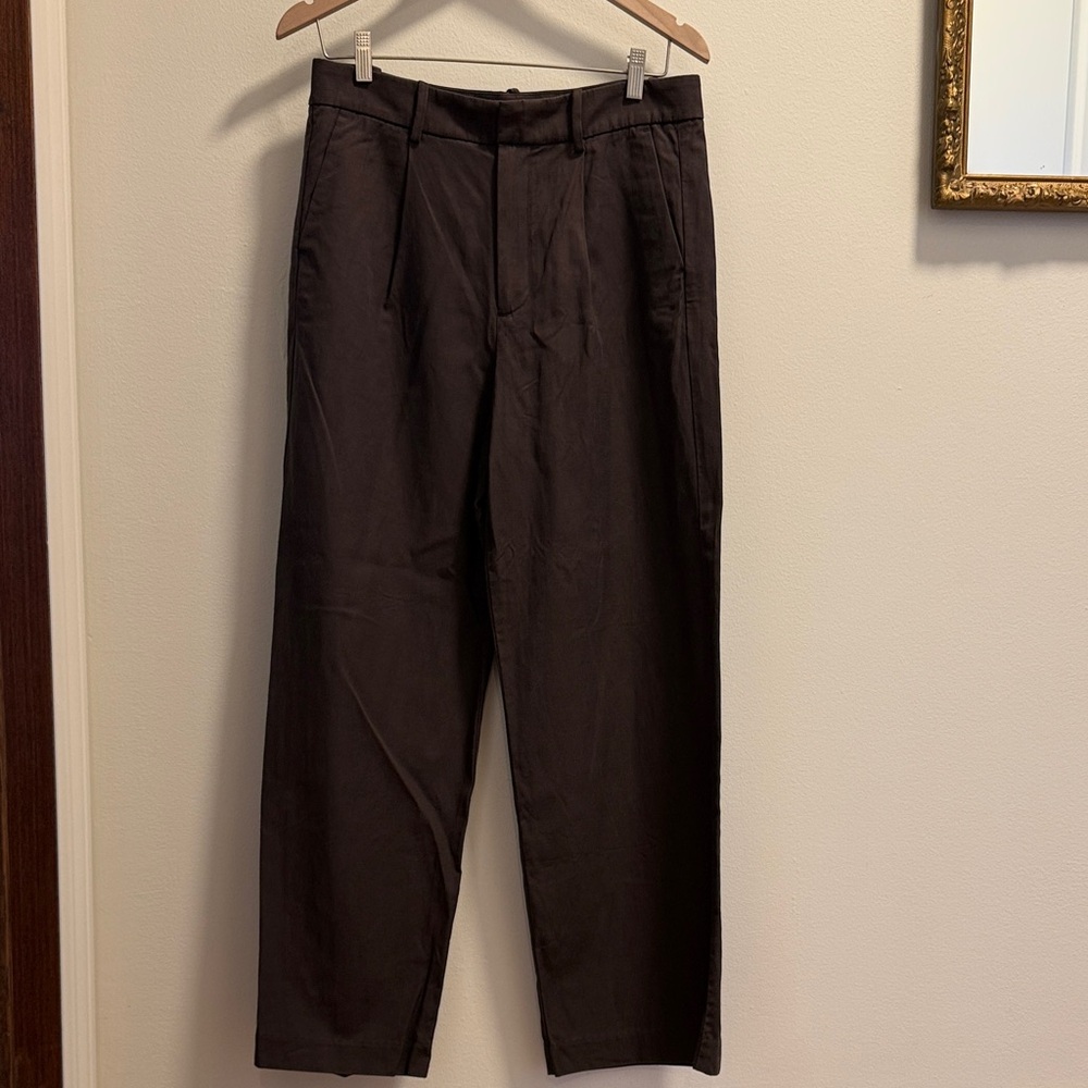 Madewell Brown High-Rise Straight-Leg Trousers